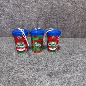 Lot Of 3 Dutch Bros Coffee 2025 Ornaments "Rock The Holidays" New No Packaging
